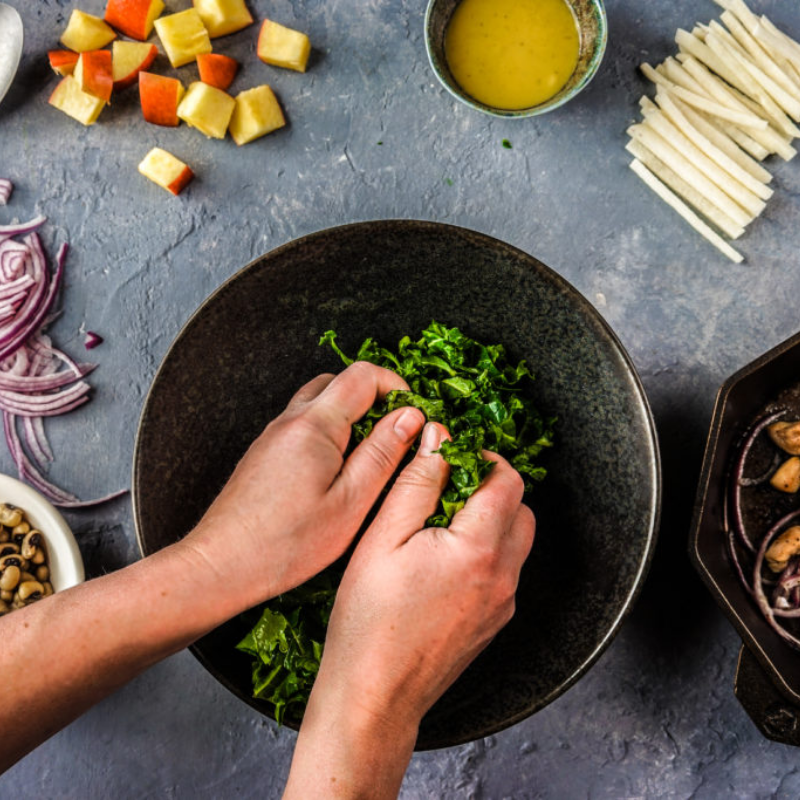 Making salad.